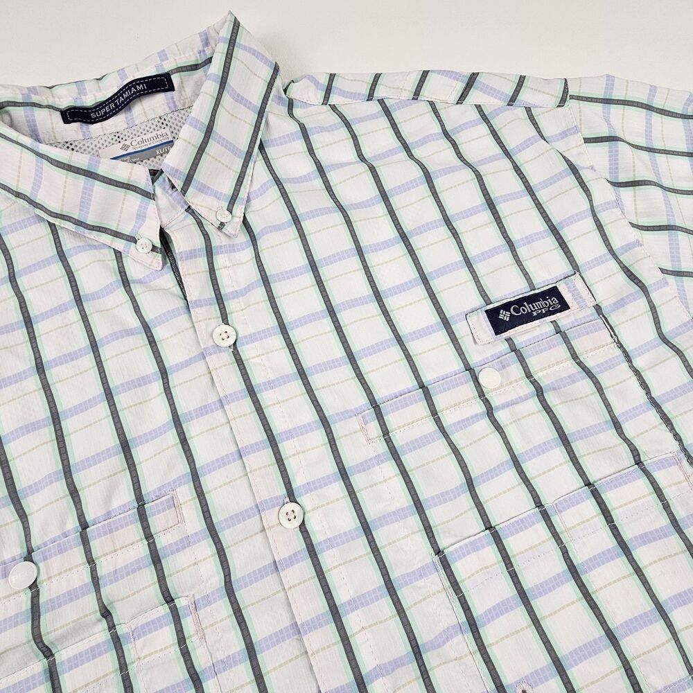Columbia PFG Super Tamiami Men's XL Long Sleeve Fishing Shirt Plaid Vented